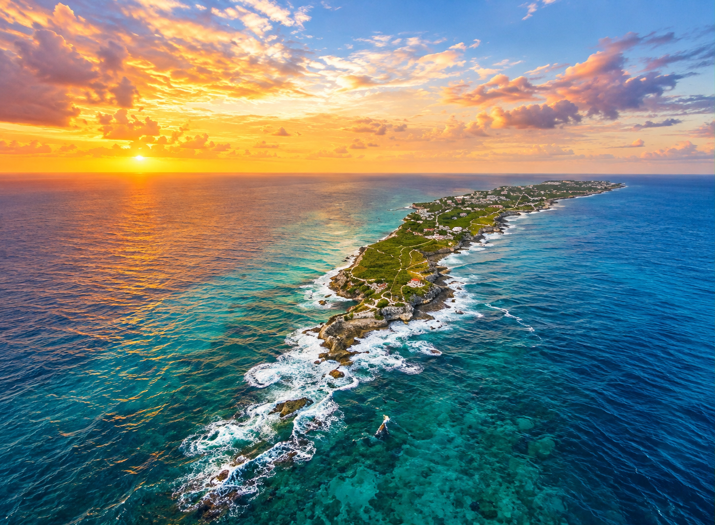 Isla al atardecer